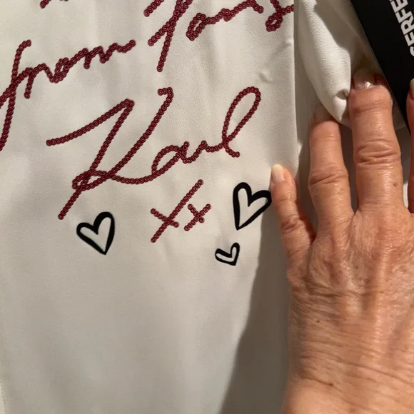 NWT Karl Lagerfeld White Parisian Graphic Shirt - Picture 3 of 13